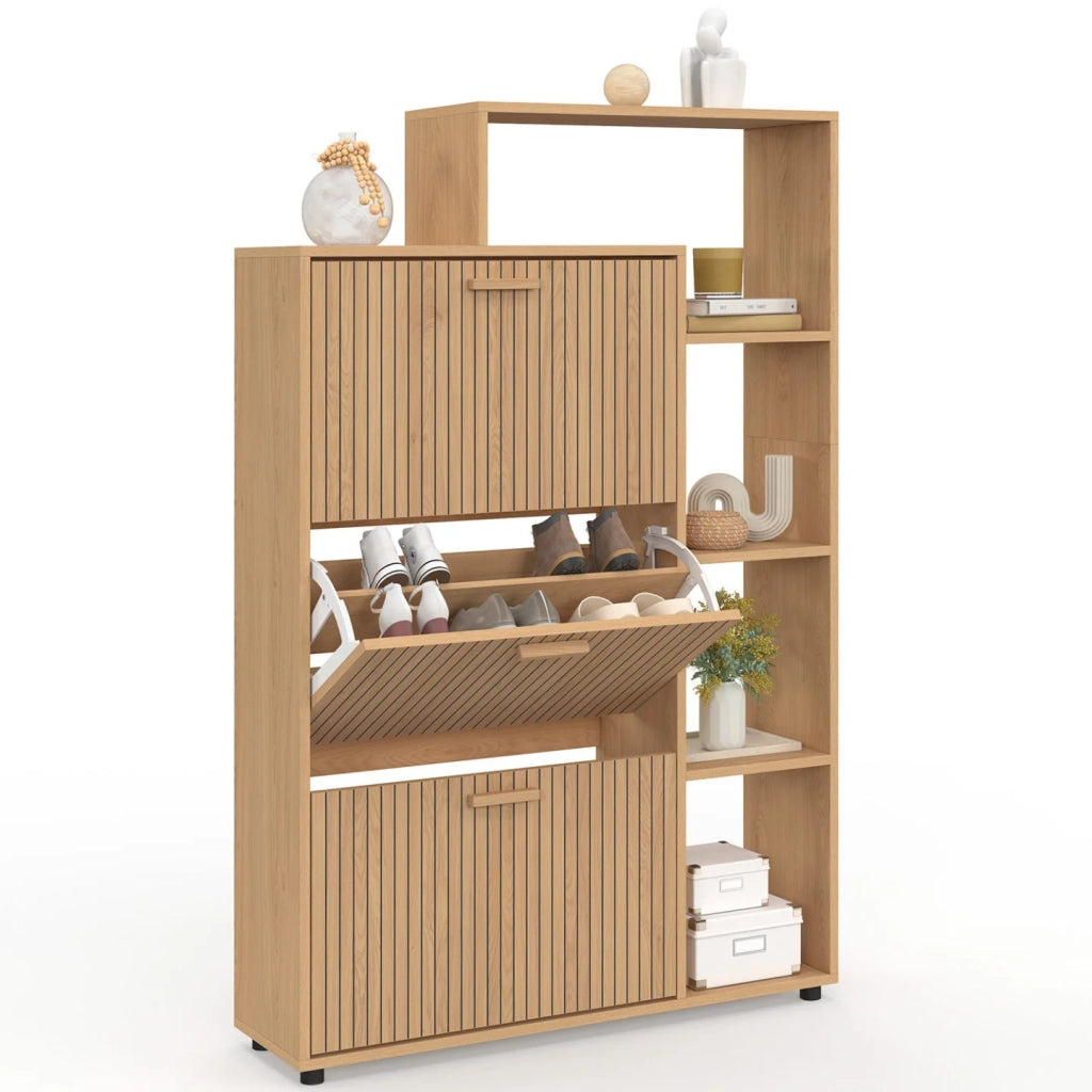 IDMarket - Scarpiera JULIETTE in finto faggio a 3 ante nere con ripiano