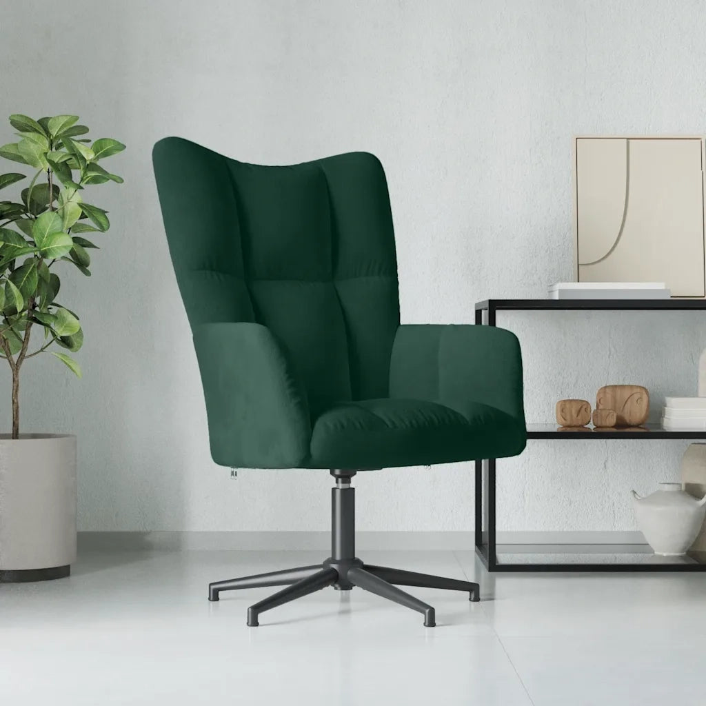 vidaXL Sedia Relax Verde Scuro in Velluto