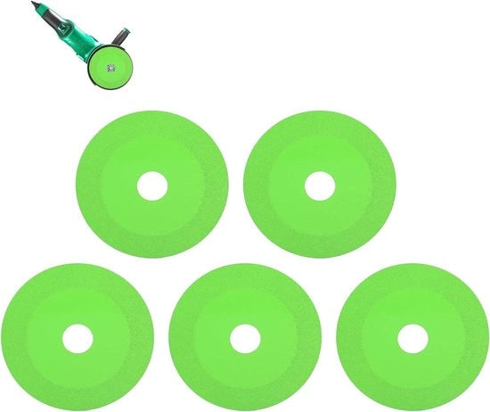 Set di 5 lenti abrasive per vetrificazione con smerigliatrice a croce - livello di rumore basso - lama tagliente 1 mm - lama a sega ultradurissima - taglio ceramico - vetro con cristallo di jade