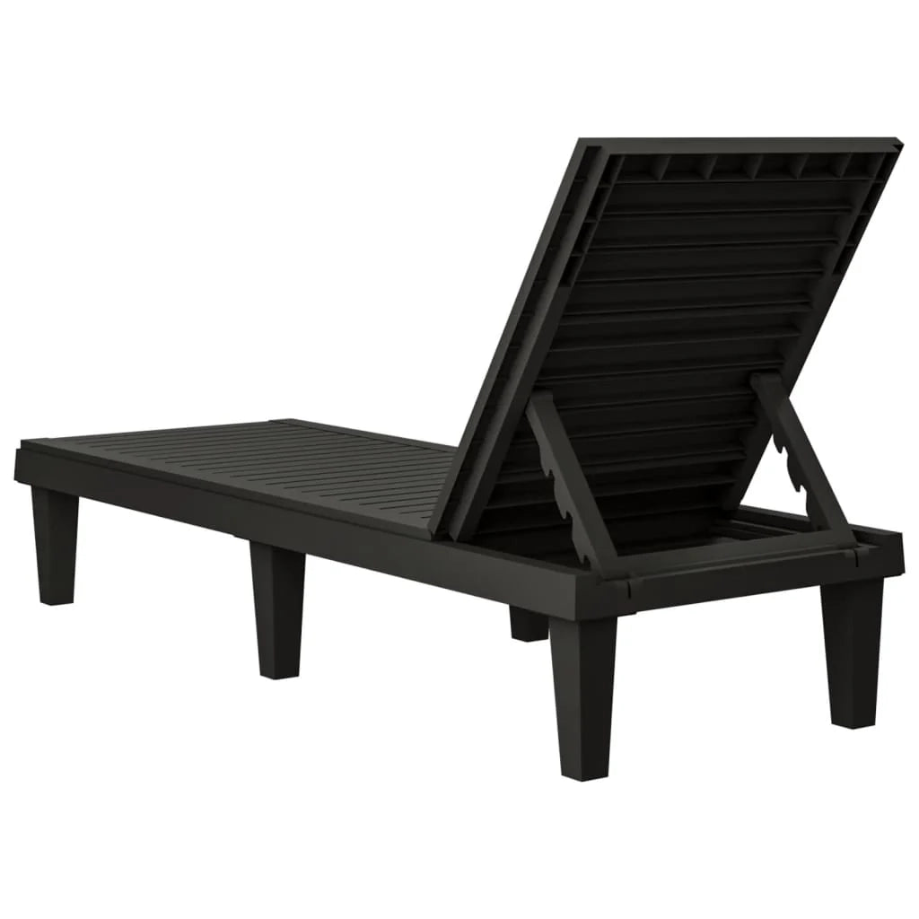 Lettino prendisole sedia a sdraio lettino prendisole letto da giardino mobili da esterno per patio 155 x 58 x 83 cm polipropilene nero 02_0012783