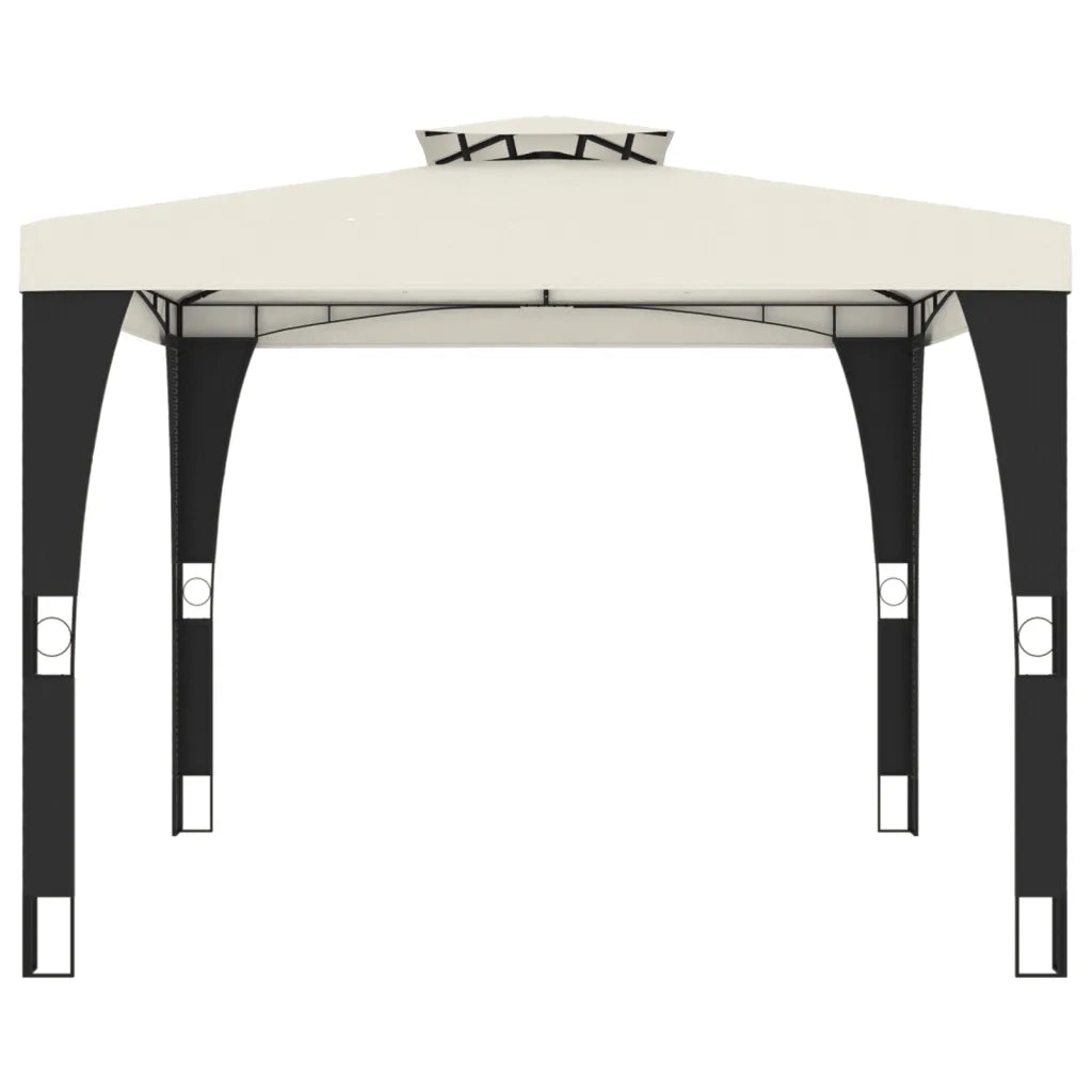 Gazebo con Tetto Doppio Crema 2,98x2,98 m in Acciaio 368440