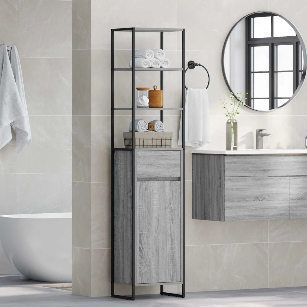 Mobile da Bagno con cassetto Grigio Sonoma 40 x 30 x 180 cm