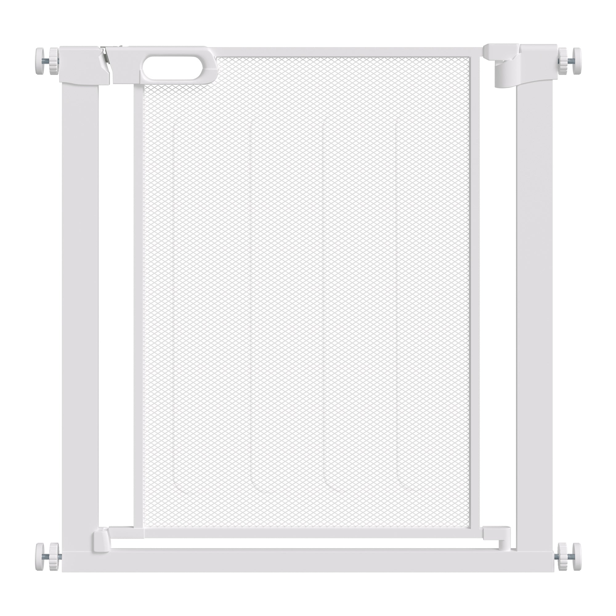 Cancellino per Cani Regolabile 75-82x76 cm con Chiusura Automatica in Acciaio e ABS Bianco