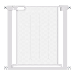 Cancellino per Cani Regolabile 75-82x76 cm con Chiusura Automatica in Acciaio e ABS Bianco