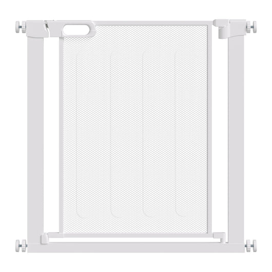 Cancellino per Cani Regolabile 75-82x76 cm con Chiusura Automatica in Acciaio e ABS Bianco