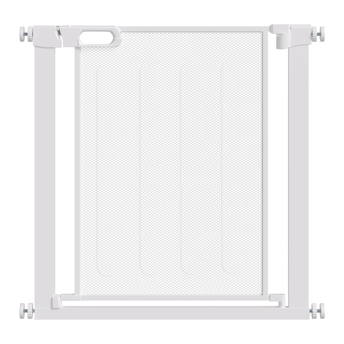 Cancellino per Cani Regolabile 75-82x76 cm con Chiusura Automatica in Acciaio e ABS Bianco