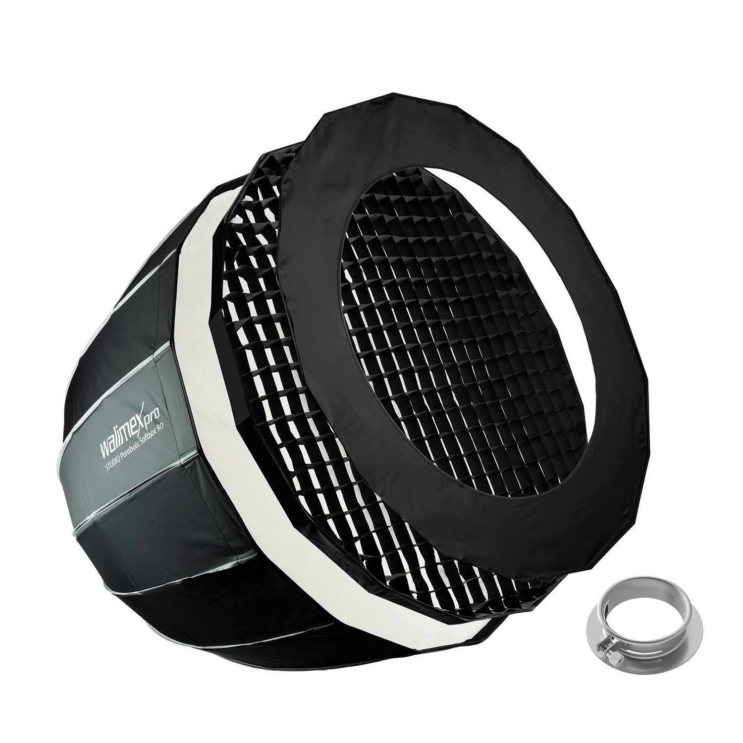 Studio Parabolic Softbox 90cm + adattatore softbox per Profoto (diametro esterno: 15,2 cm), ruotabile a 360°, inclusa griglia, maschera, adattatore Bowens e borsa per il trasporto