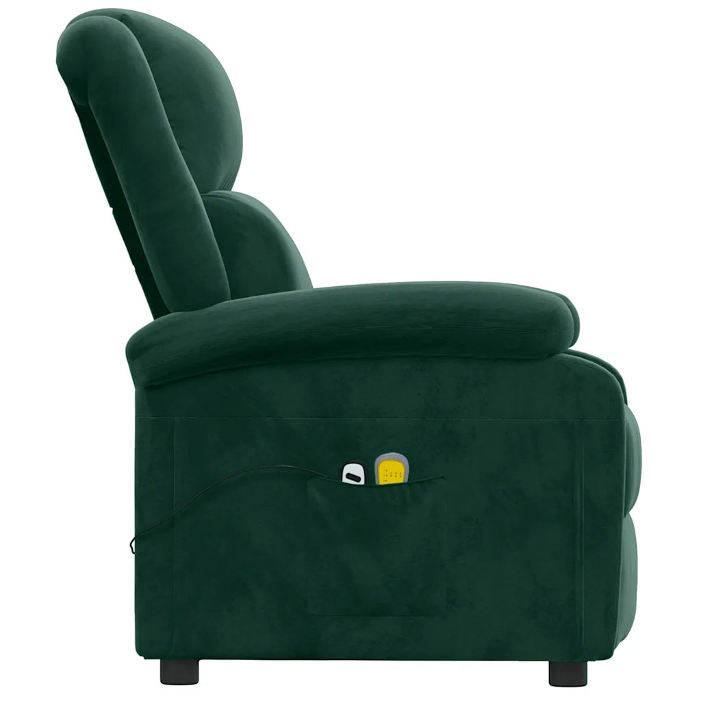 Poltrona Massaggiante Elettrica Verde Scuro in Velluto 3098406