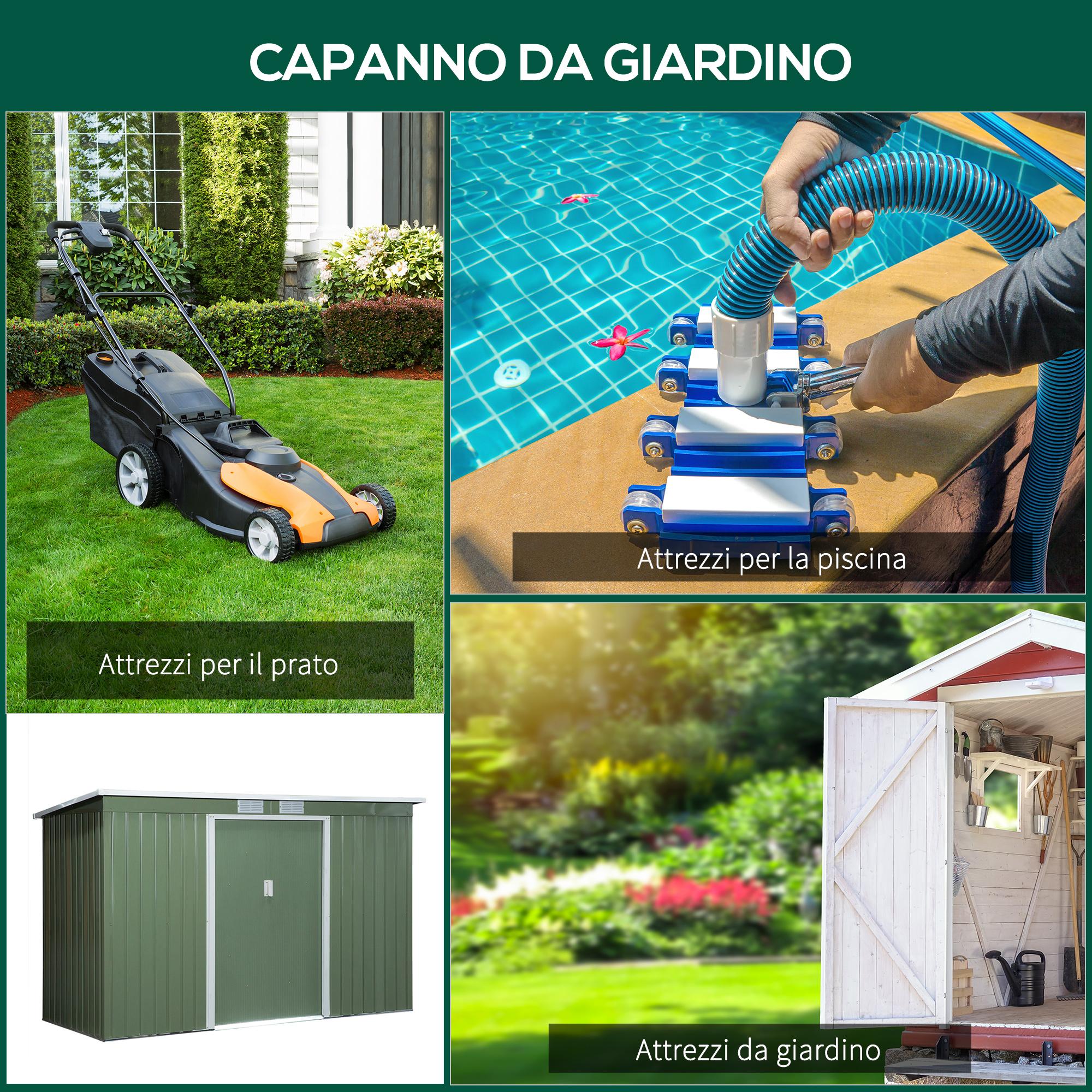 Casetta Box da Giardino 280x130x172 cm in Lamiera di Acciaio Verde Chiaro