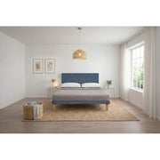 Letto imbottito Letto Matrimoniale alla Francese 140x200 cm Square - Con rete,Microfibra,Blu