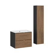 Insieme SAVIA: mobile sotto lavabo 60cm + lavabo da incasso bianco + colonna di contenimento