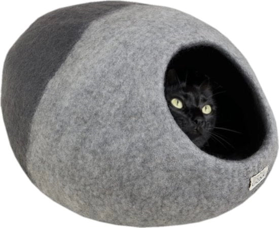 Casa per gatti e piccoli cani, tonalità grigie, design moderno e realizzato in 100% velluto di pecora, casa per animali domestici, morbido e funzionale, Gabbia per gatti Dark