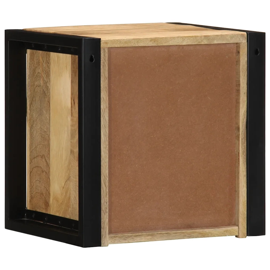 Comodini 2 pz 40x35x40 cm in Legno Massello di Mango Grezzo