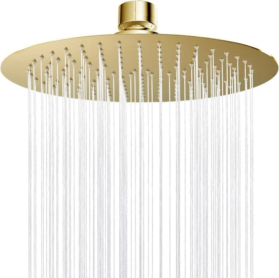Douchekop 12 pollici (30 cm), testa di doccia in acciaio inox con spruzzatori anti-calcare, 30 cm, grande doccia a pioggia rotonda, 144 spruzzatori.