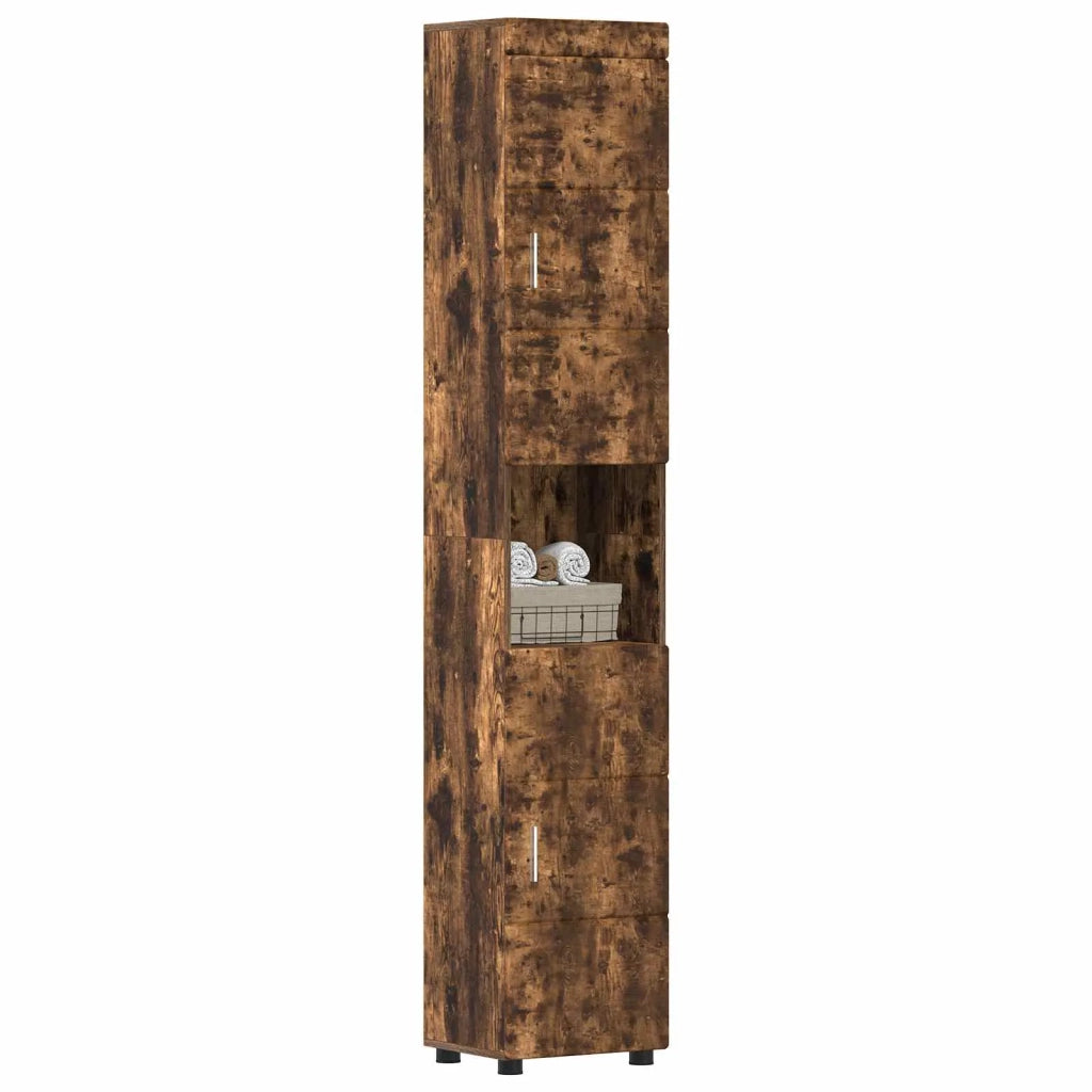 Set di Armadi da Bagno | Armadio da bagno TULUM Rovere fum¨¦ 37 x 31,5 x 203 cm