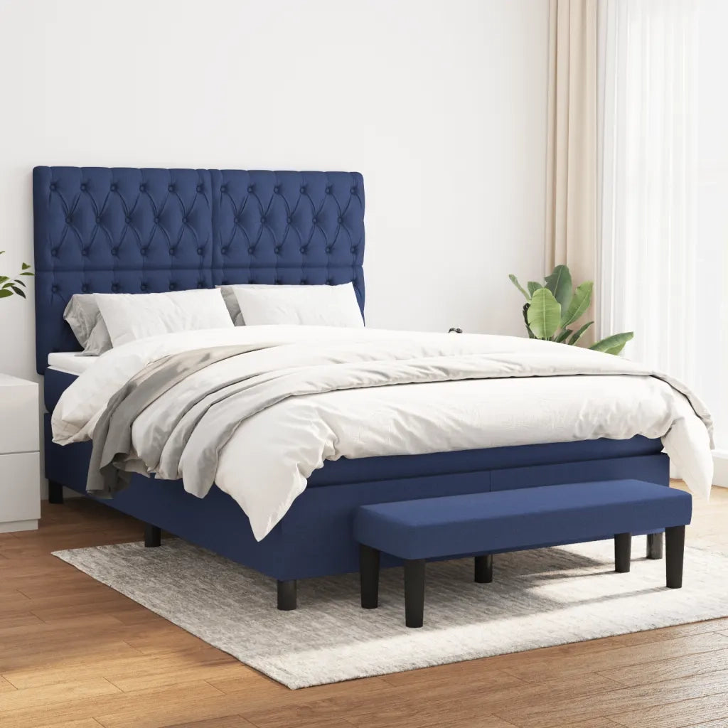 Giroletto a Molle con Materasso Blu 140x200 cm in Tessuto cod mxl 62468