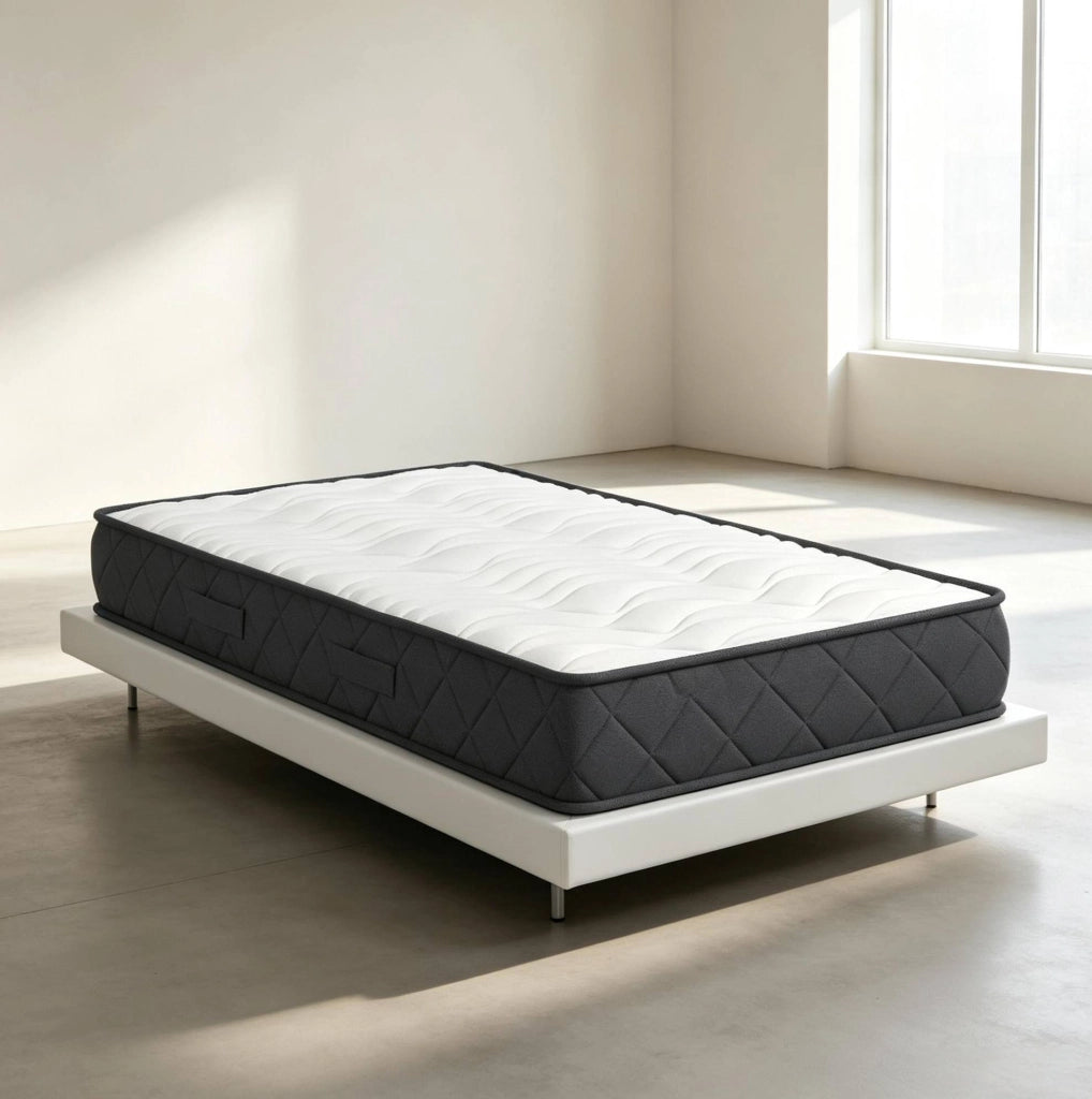 Materasso 90x190 cm in memory foam e schiuma ondulata; 20 cm; bianco e grigio