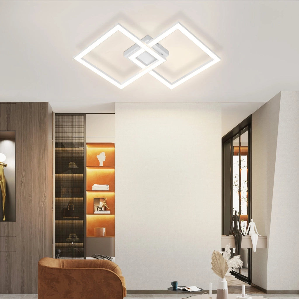 ZMH Lampada da soffitto moderna a LED quadrata nera per soggiorno e cucina 3000K