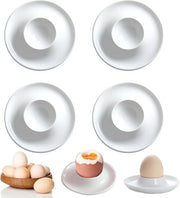 Set di 4 Dadi per Uova in Porcellana - Piatti per Salsa - Sostegni per Uova - Supporto per Uova Cotte - Per Cucina Casa o Ristorante - Bianco
