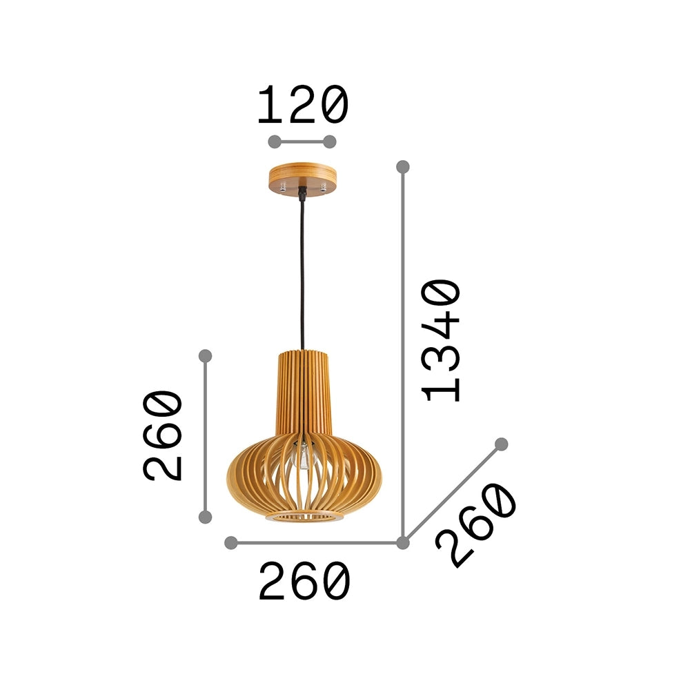 Sospensione Industrial-Minimal Citrus-2 Legno Marrone 1 Luce E27