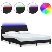 Letto matrimoniale | Letto per adulti | Giroletto senza Materasso Hanko Nero 160x200 cm in Tessuto