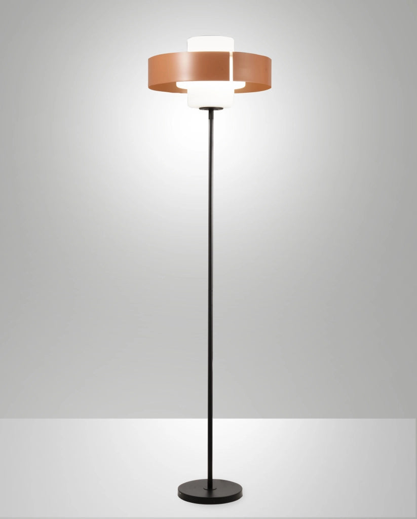 Lampada da terra Loto 170cm in Metallo e Vetro Soffiato, Colore Mattone, Attacco E27 40W, Design Elegante con Variatore - Loto