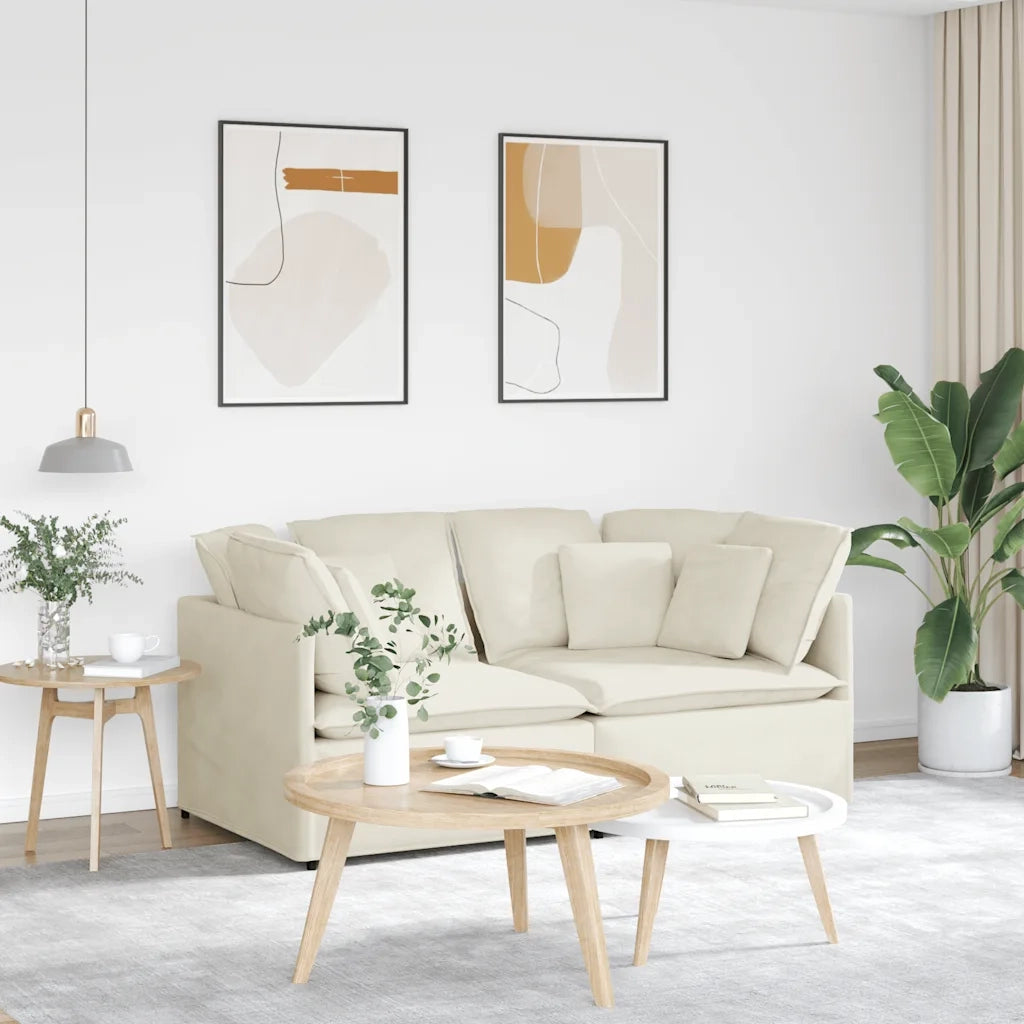 vidaXL Divano Modulare con Cuscini in Velluto Crema