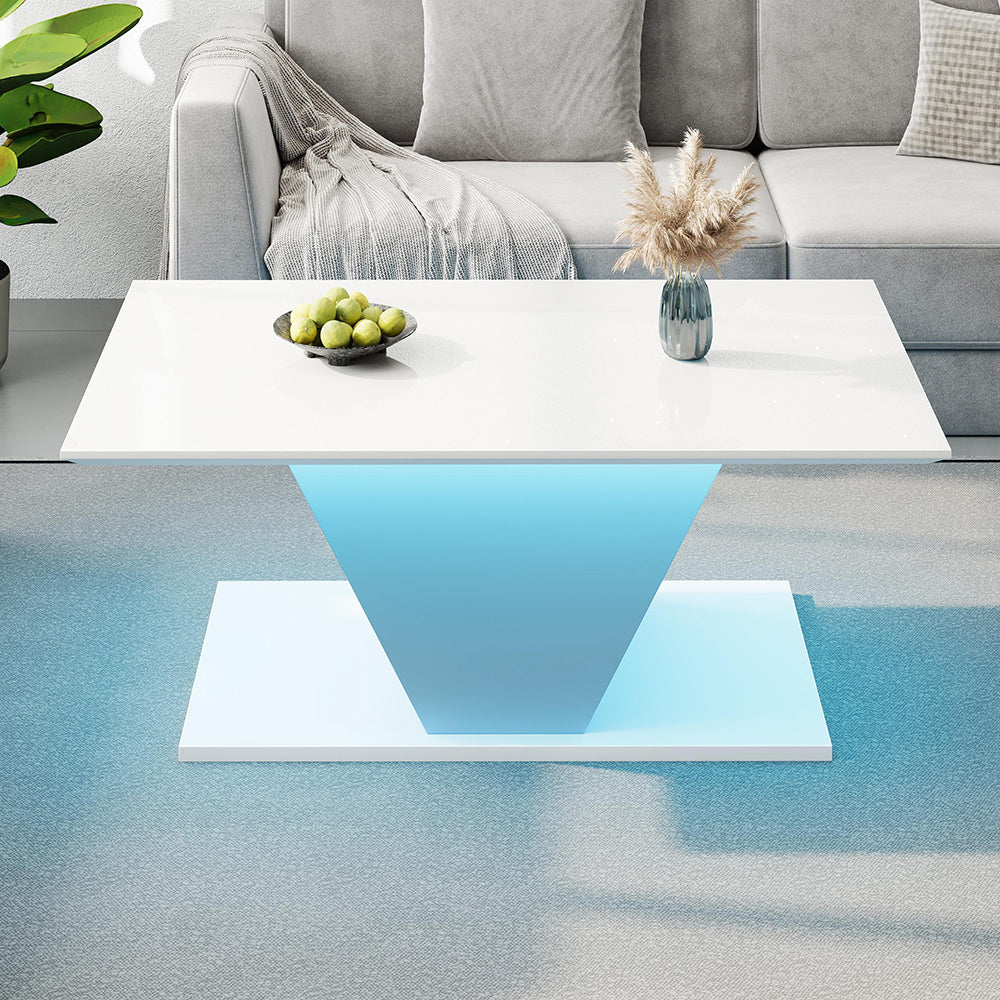 Tavolino a V - Xylo - 100x50cm design speciale bianco LED