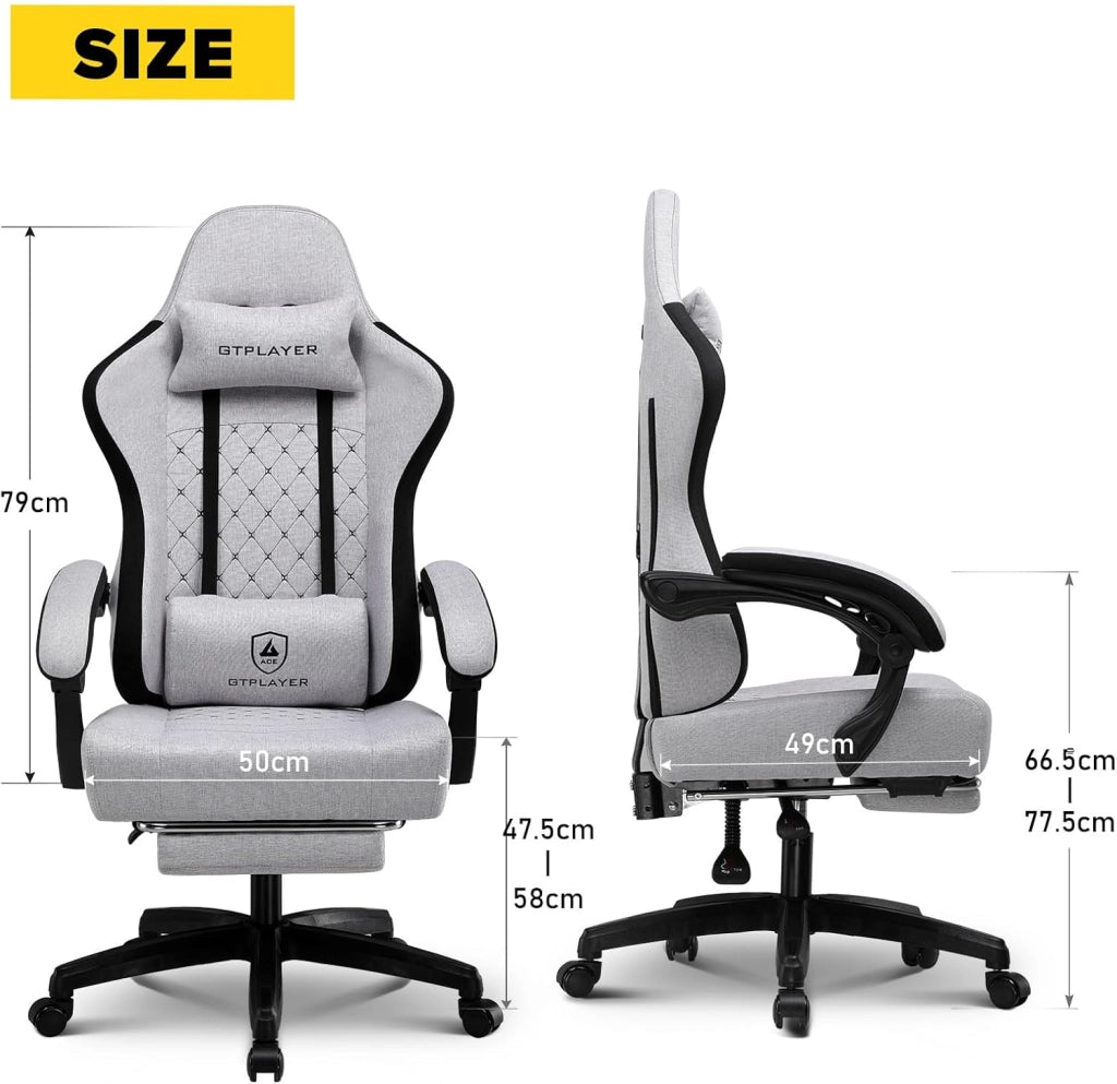 Sedia da gaming, ergonomica con cuscino a molle insacchettate, braccioli e poggiapiedi articolati, sedia per computer ergonomica con schienale alto con supporto lombare FG