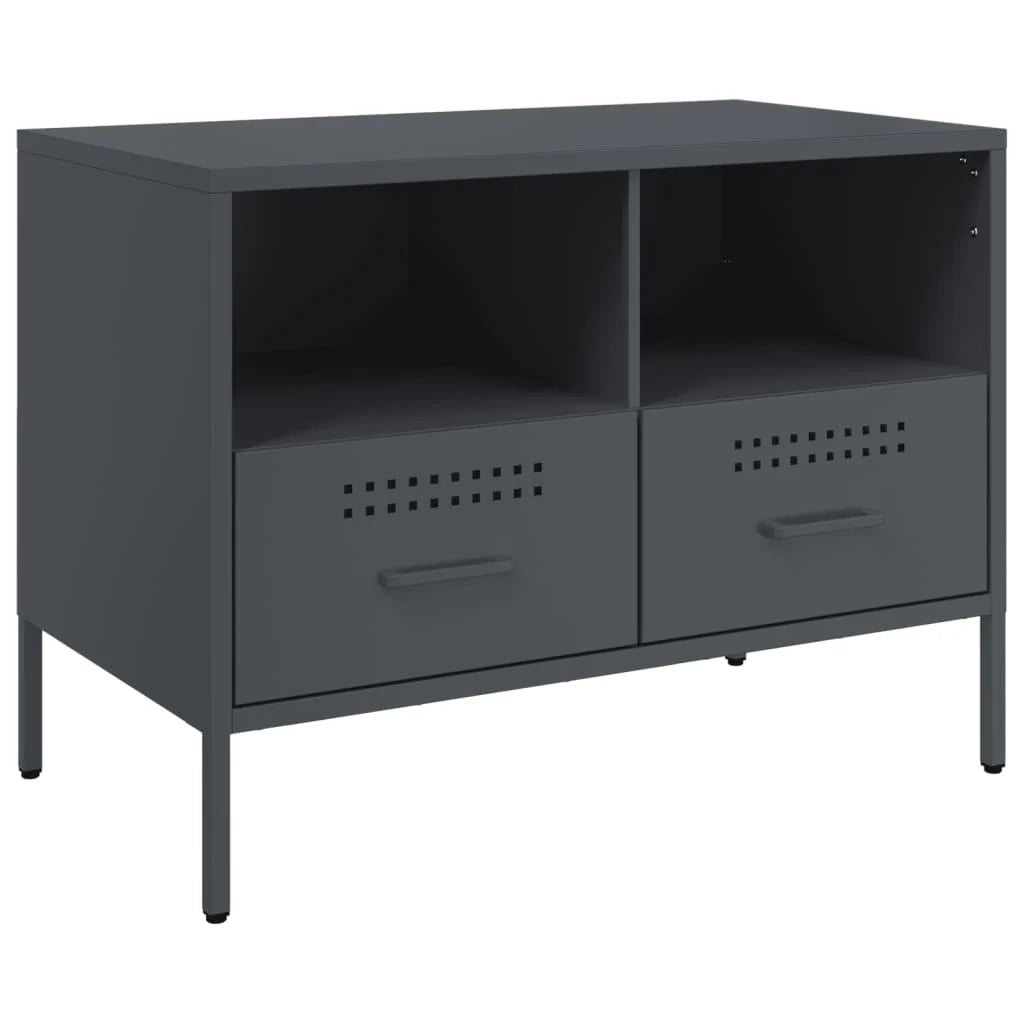 Mobile TV multimediale mensola TV credenza TV sala da pranzo soggiorno camera da letto antracite 68 x 39 x 50,5 cm acciaio antracite 02_0026401
