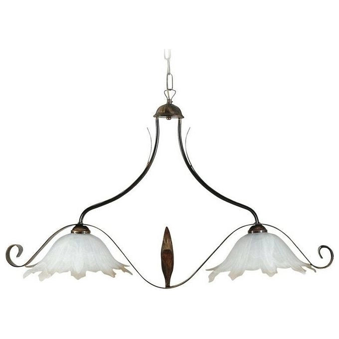 E-energy Sospensione 2xE27 Marrone Alabastro Bianco Sfumato Ambra 194845