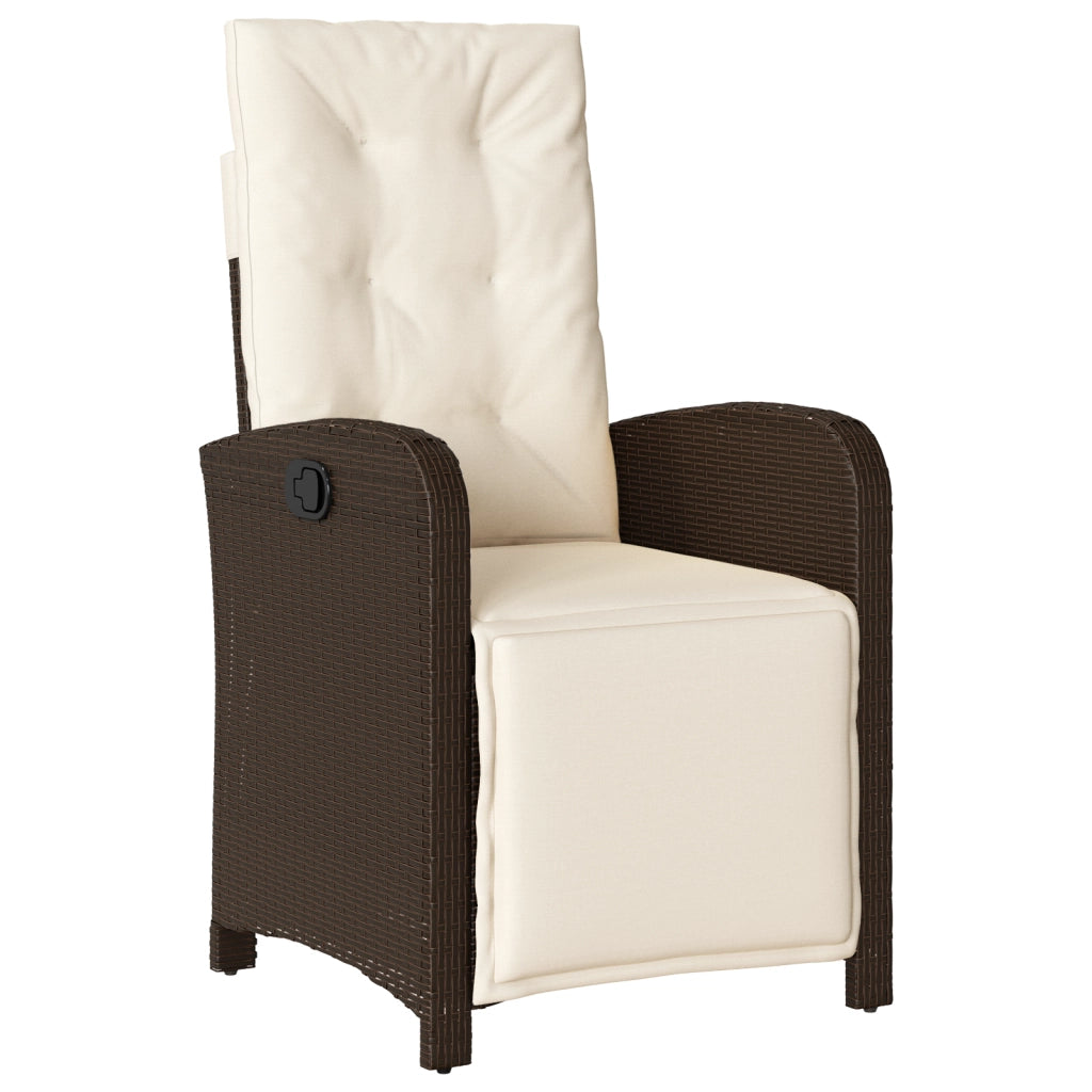 Set da Pranzo per Giardino 7 Pezzi con Cuscini in Rattan Marrone