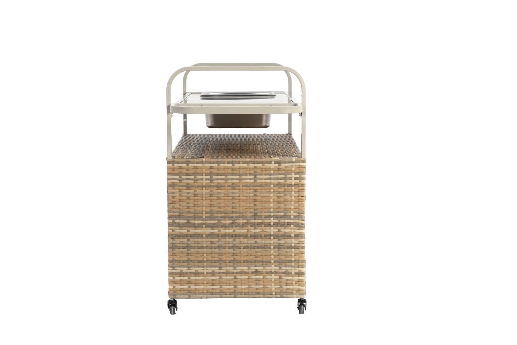 Carrello Bar da Giardino in Polyrattan con Ripiano in Acciaio ¨C MINIMAL ¨C Beige