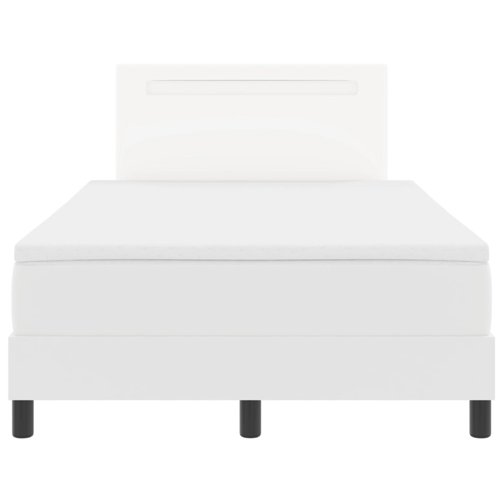 Letto con Rete a Molla e Materasso Bianco 120x200 cm in Ecopelle