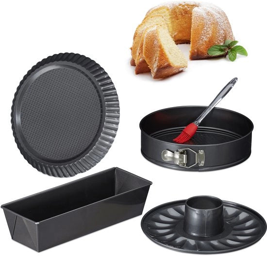 Set di stampi per dolci 5 pezzi - stampo per crostata con fondo - stampo per torta - stampo per quiche - pennello per decorare