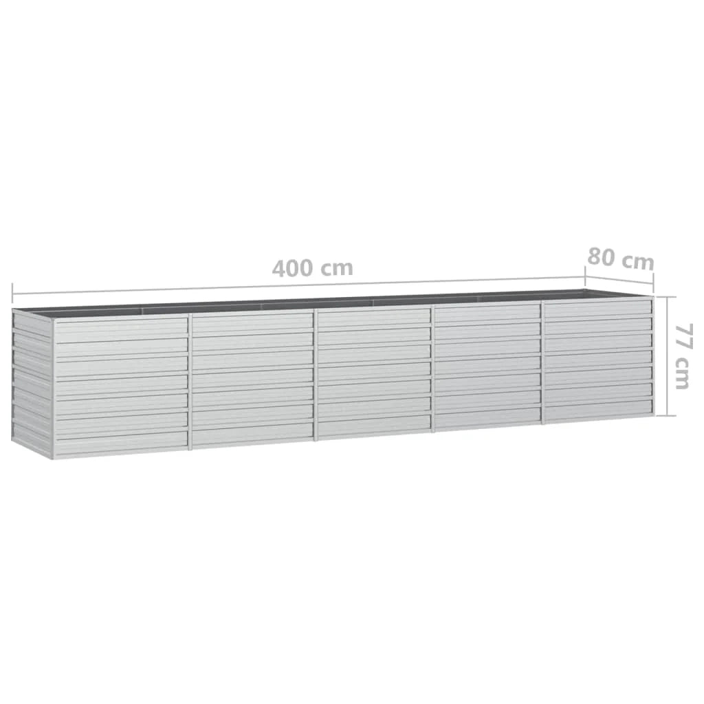 Fioriera rialzata per piante fiori patio giardino 400 x 80 x 77 cm acciaio zincato argento 02_0039448