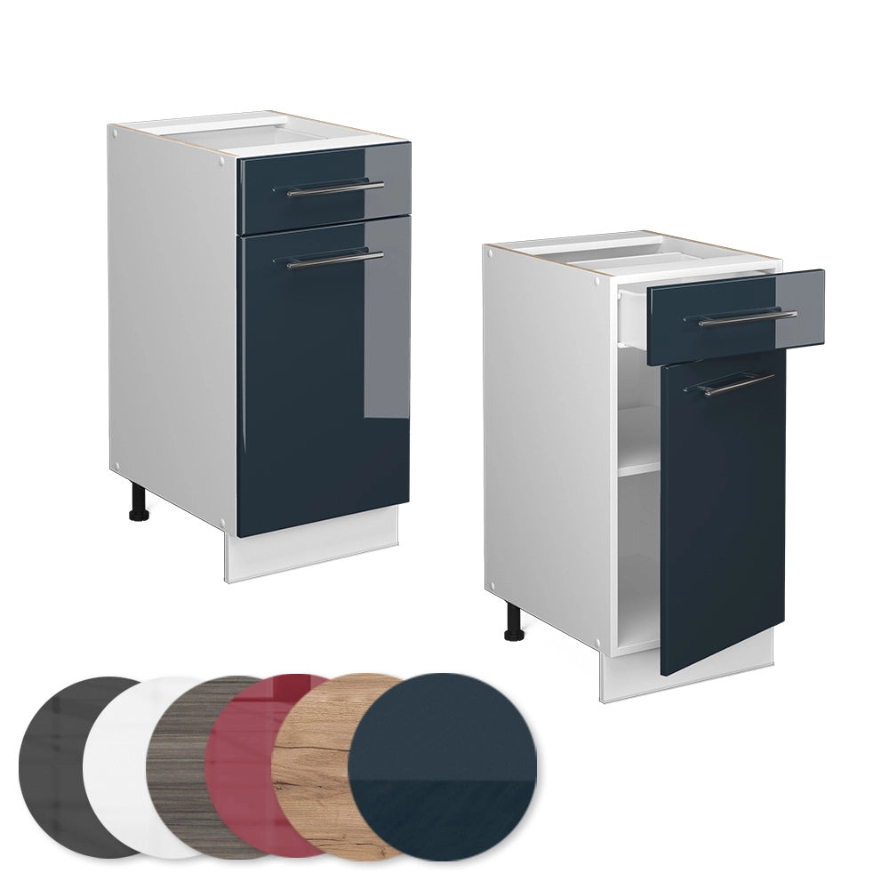 Vicco Mobiletto base per cucina Blu scuro lucido 40 cm senza piano di lavoro