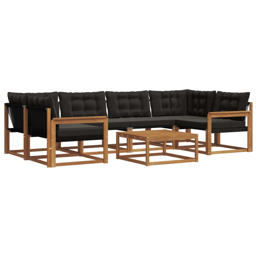 Set di divani da esterno con cuscino 7 pcs Naturale e Nero 3369235