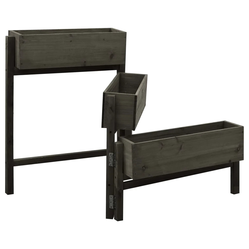 Fioriera pieghevole da giardino grigia 60 x 14 x 75 cm legno di abete 02_0000834