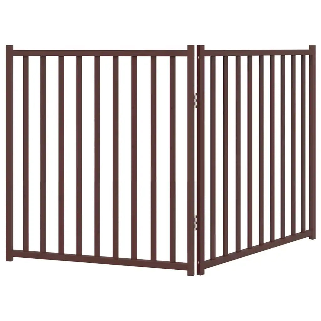 vidaXL Cancello Cani Pieghevole 2Pannelli Marrone 160cm Massello Abete