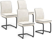 Sedia a sbalzo Eleganza, Beige, Set di 4, con struttura in metallo e piedini antiscivolo salva-pavimento