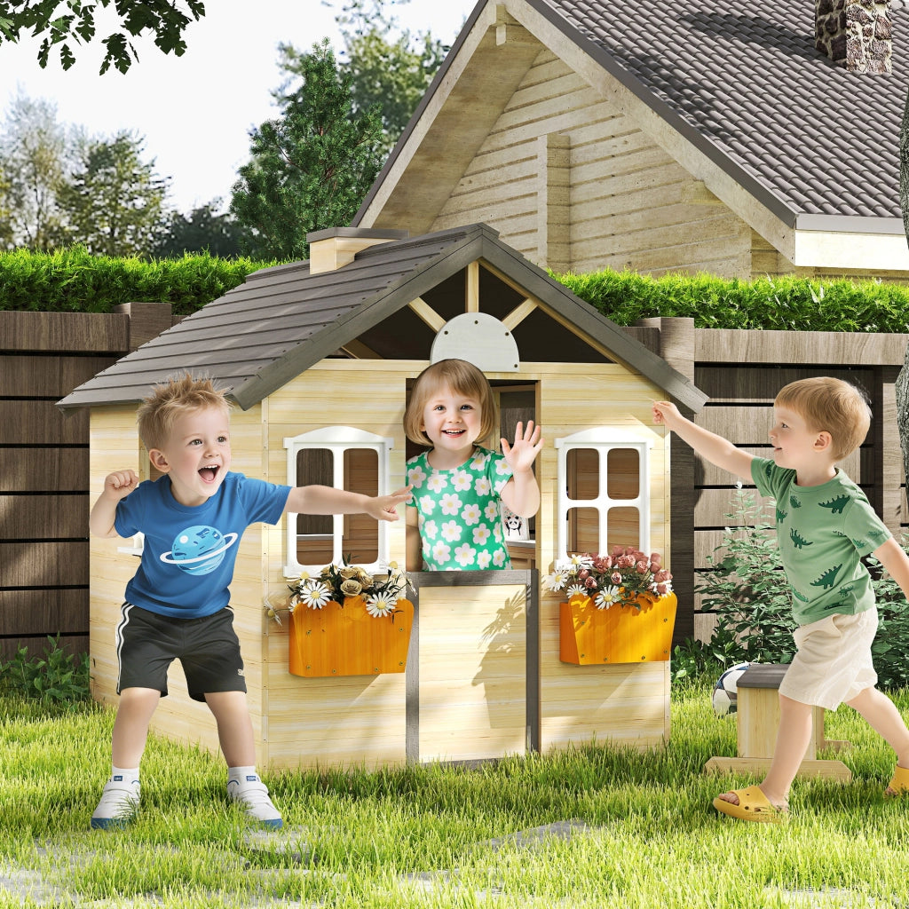 Casetta per Bambini con Panchina ¨C Zephmum ¨C Legno di Pino 113x94x134.5 cm