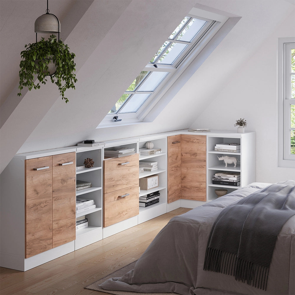 Mobile sottotetto Mobile angolare Rion Rovere dorato/Bianco 75.6 x 83.8 cm con 1 porta Vicco