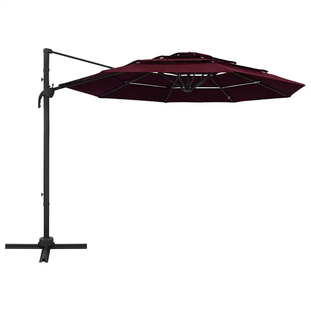 Ombrello | Parasolne a Sbalzo 4 Livelli Palo in Alluminio 3x3 m Bordeaux