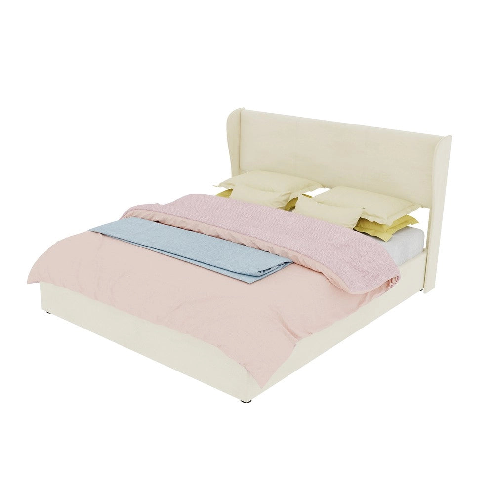 Letto Contenitore Imbottito con Testiera ¨C MINIMAL ¨C Beige 160x200 con Materasso