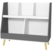 Mobile Portagiochi per Bambini a 2 Livelli con 5 Scomparti in Legno, 80x34x79cm, Grigio