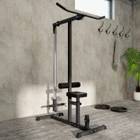 Stazione Fitness Pull Down da Casa con Panca e Cavo Regolabile, in Acciaio 107x120x190cm Nero