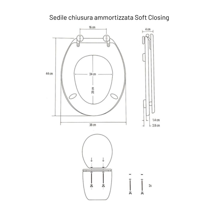 Sedile copri wc universale frizionato fantasia mdf chiusura rallentata *** fantasia decape, confezione 1
