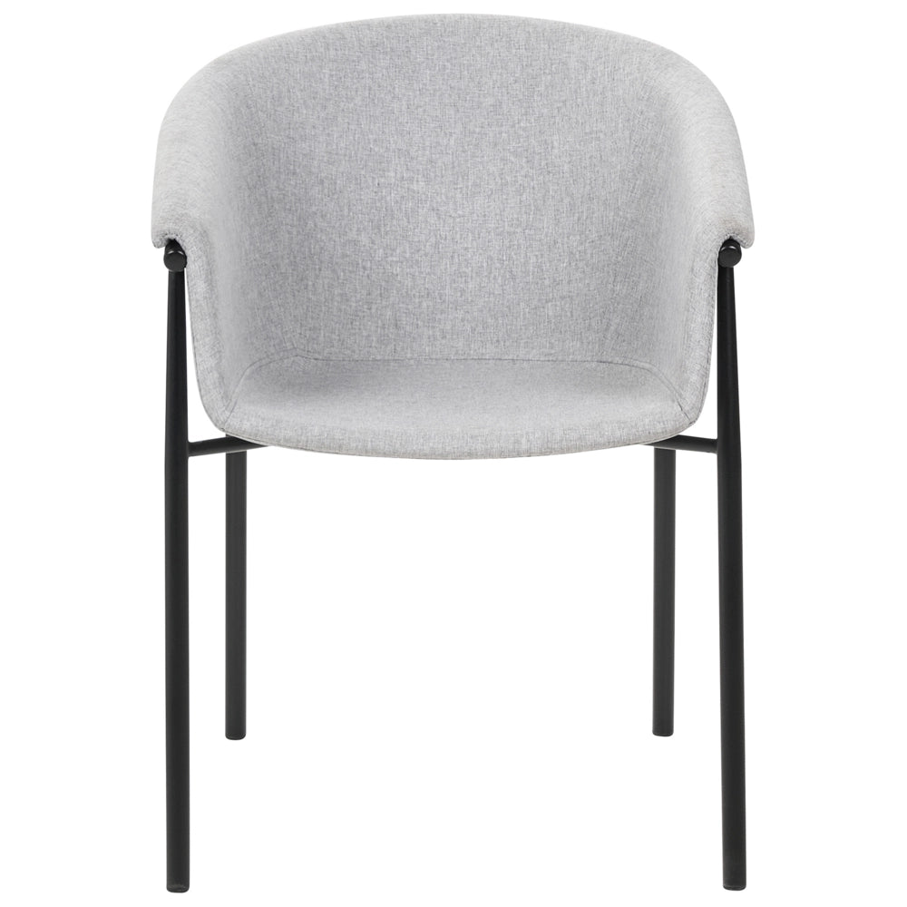 Set di 2 sedie da pranzo con imbottitura in tessuto grigio Seduta da pranzo dal design moderno e contemporaneo