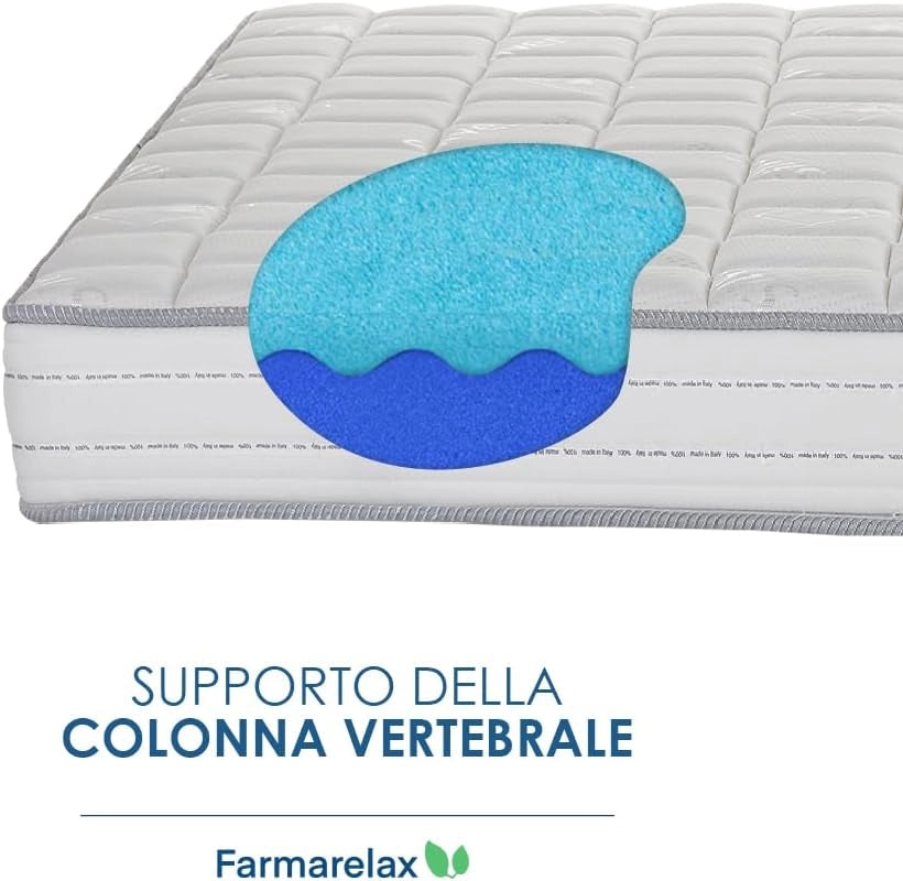 Materasso memory foam 160x190 h17 cm confortevole indeformabile antiacaro traspirante Made in Italy Farmarelax